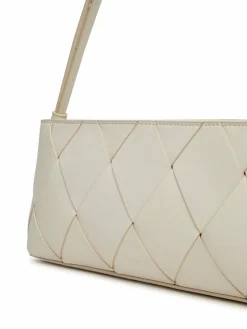 Borsetta Ck Woven Elongated Shoulder Bag K60K612992 Bianco