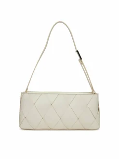 Borsetta Ck Woven Elongated Shoulder Bag K60K612992 Bianco