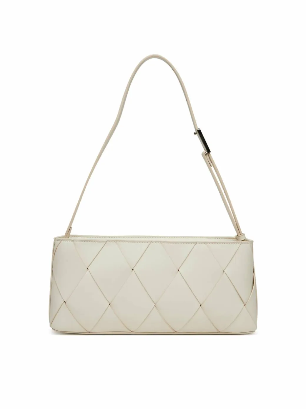 Borsetta Ck Woven Elongated Shoulder Bag K60K612992 Bianco