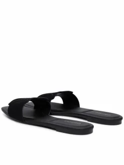 Ciabatte Square Flat Sndl Embl Suede HW0HW03055 Nero