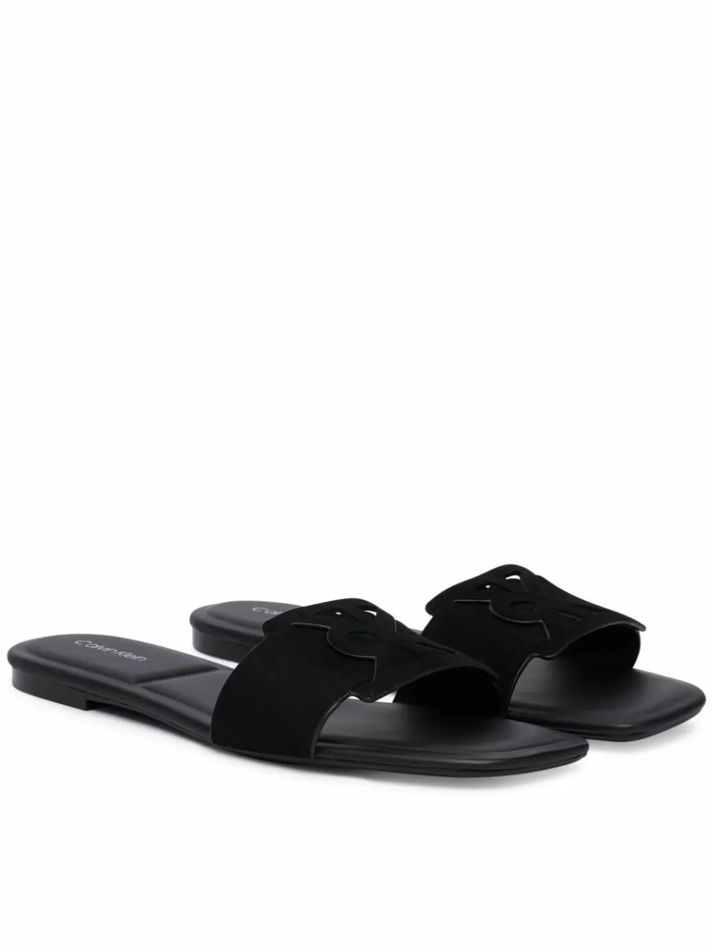 Ciabatte Square Flat Sndl Embl Suede HW0HW03055 Nero