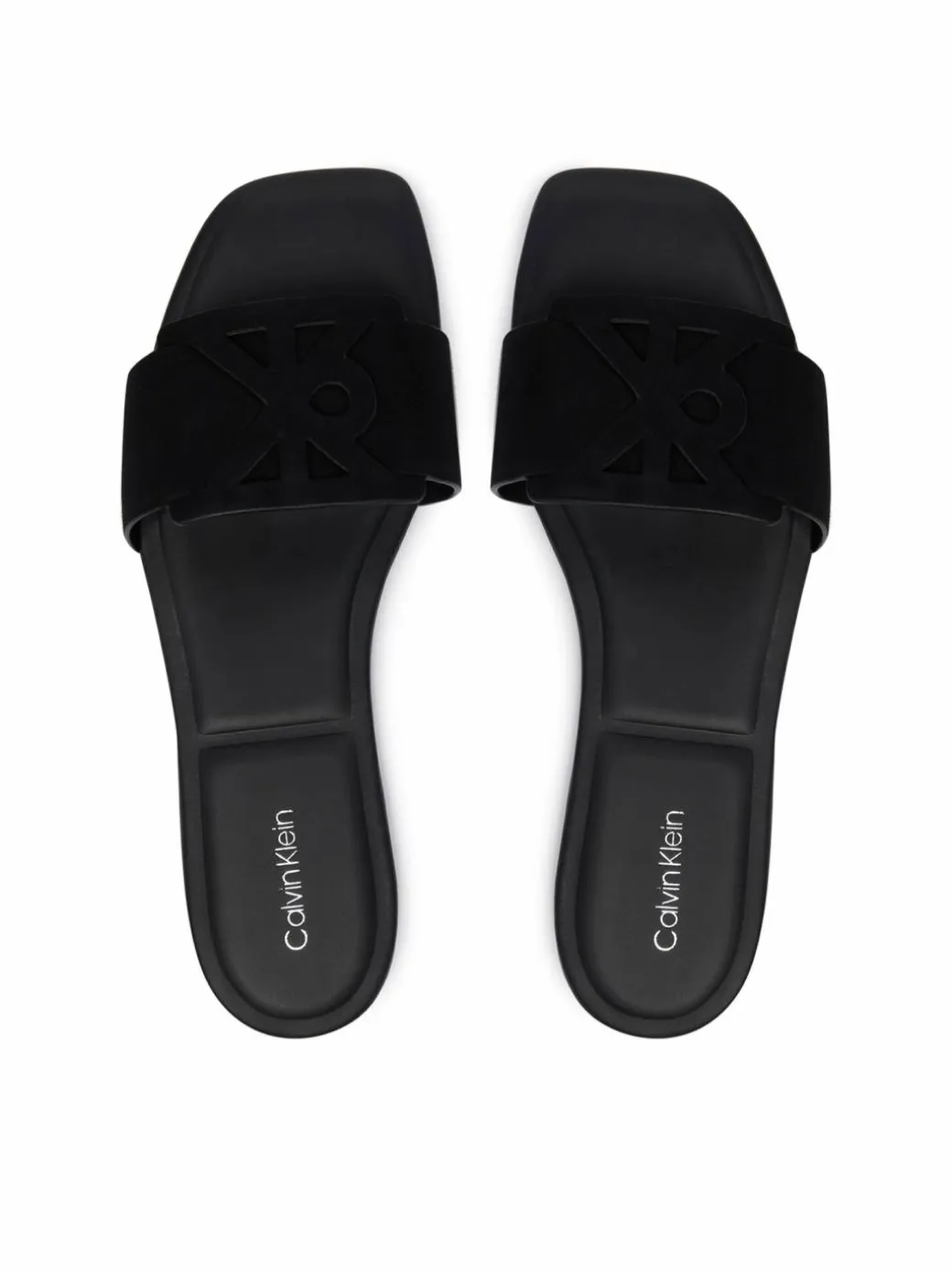 Ciabatte Square Flat Sndl Embl Suede HW0HW03055 Nero