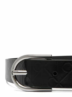 Cintura da donna Round Buckle Debossed LV04F7143G Nero