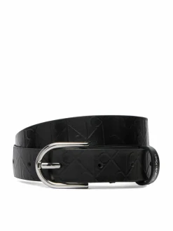 Cintura da donna Round Buckle Debossed LV04F7143G Nero
