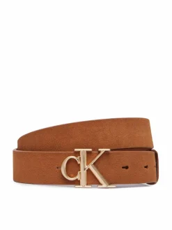 Cintura da donna Round Ck Buckle Suede LV04F7144G Marrone