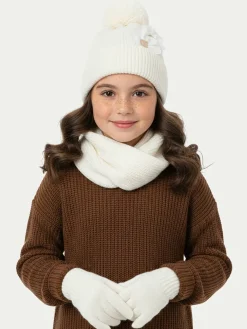 Completo cappello, scaldacollo e guanti 10071 Écru