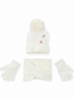 Completo cappello, scaldacollo e guanti 10071 Écru