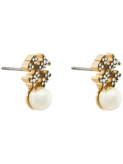 Orecchini LOGO AND PEARL STUD EARRINGS 184422 Oro