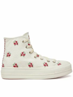 Scarpe da ginnastica Chuck Taylor All Star Lift Platform Rose Cross Stitch A13659C Bianco