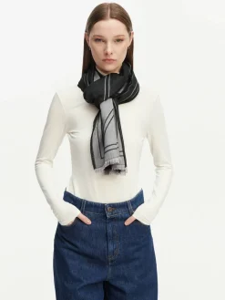 Scialle Emblem Repeat Lw Shawl W Fringes LV04F8074G Nero