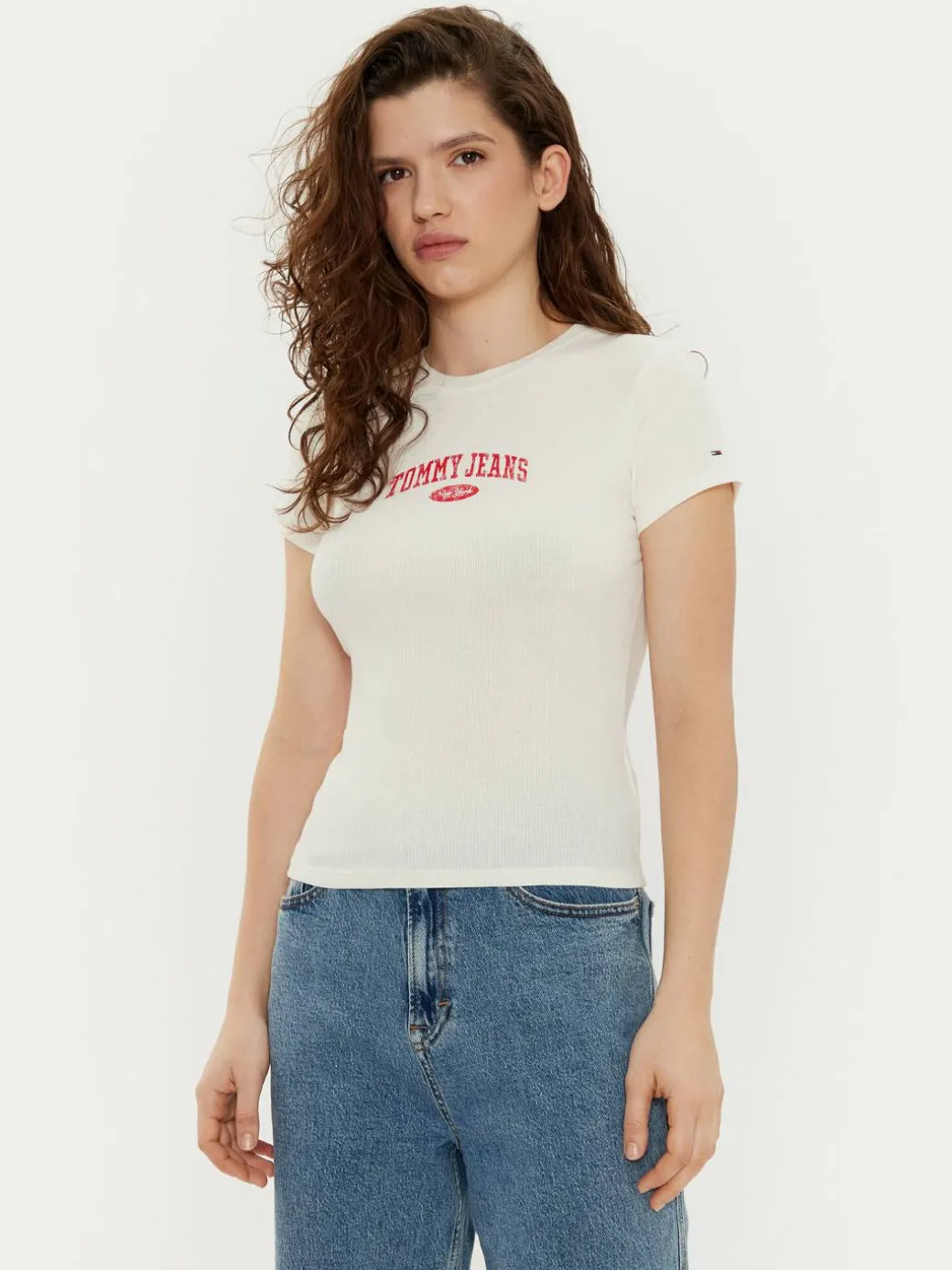 T-shirt DW0DW19435 Écru Slim Fit
