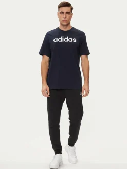 T-shirt Essentials Single Jersey Linear Embroidered Logo T-Shirt IC9275 Blu Regular Fit