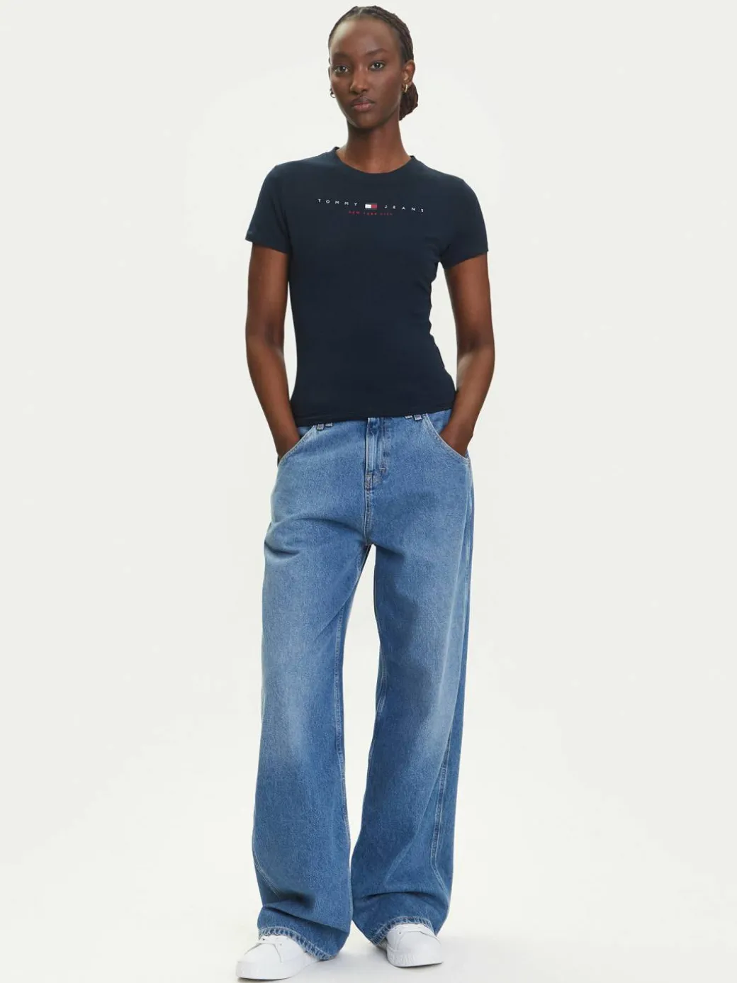 T-shirt Linear DW0DW21422 Blu scuro Slim Fit