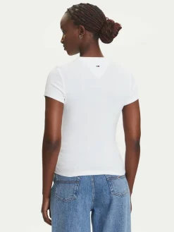 T-shirt Script Label DW0DW21402 Bianco Slim Fit