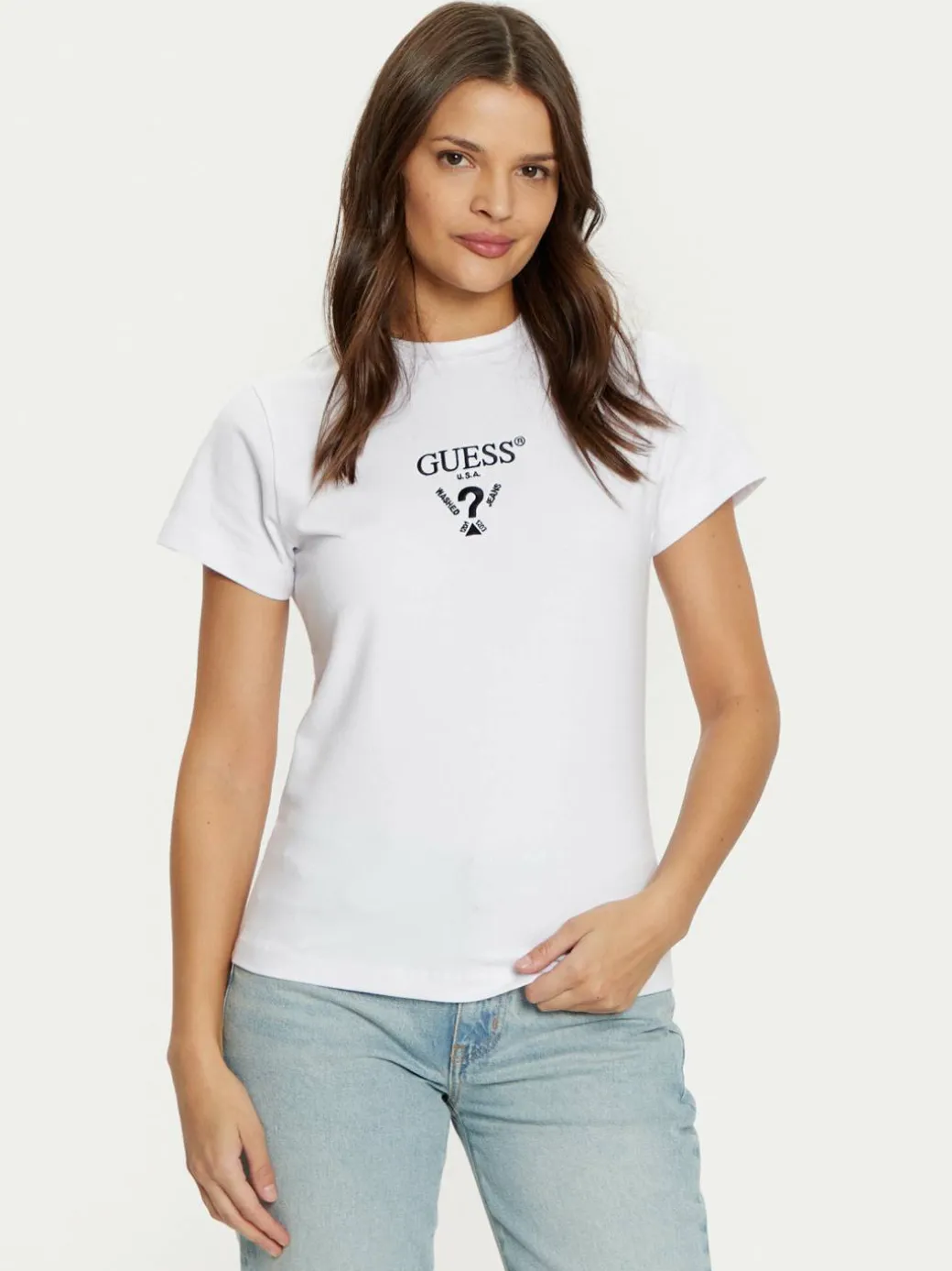 T-shirt V4YI21 KCDH1 Bianco Slim Fit