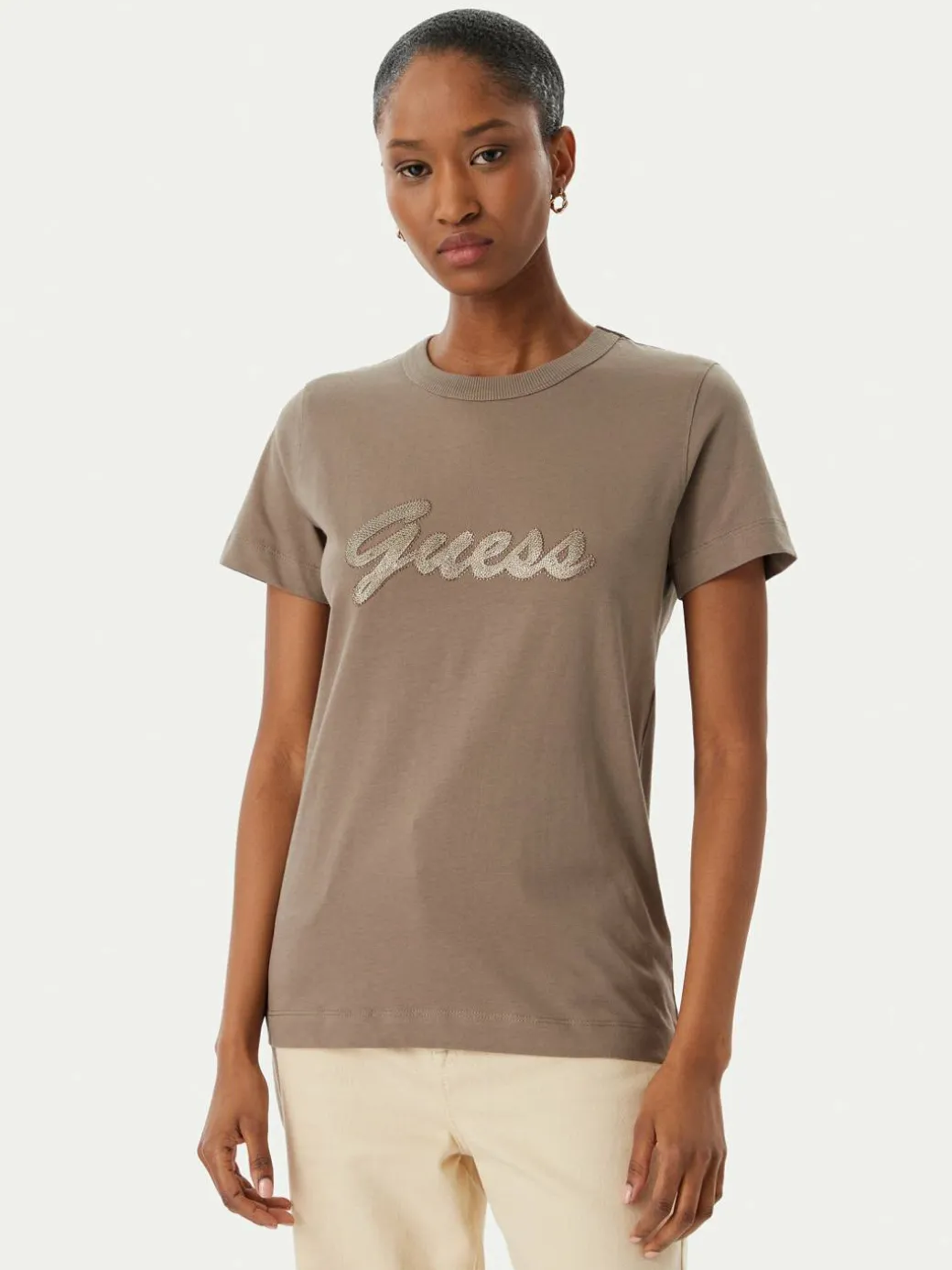 T-shirt W6GI08 K3023 Marrone Regular Fit