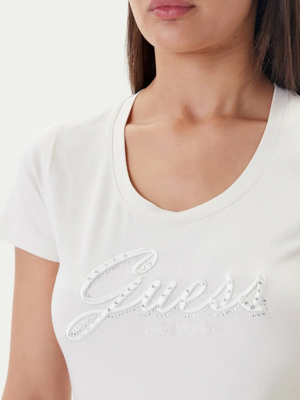 T-shirt W5YI46 J1314 Écru Slim Fit